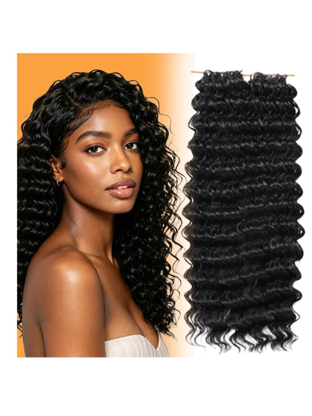 NEW 18" Miracle Knot Feather Crochet 100 Strand Deep Wave Crochet Hair Extension